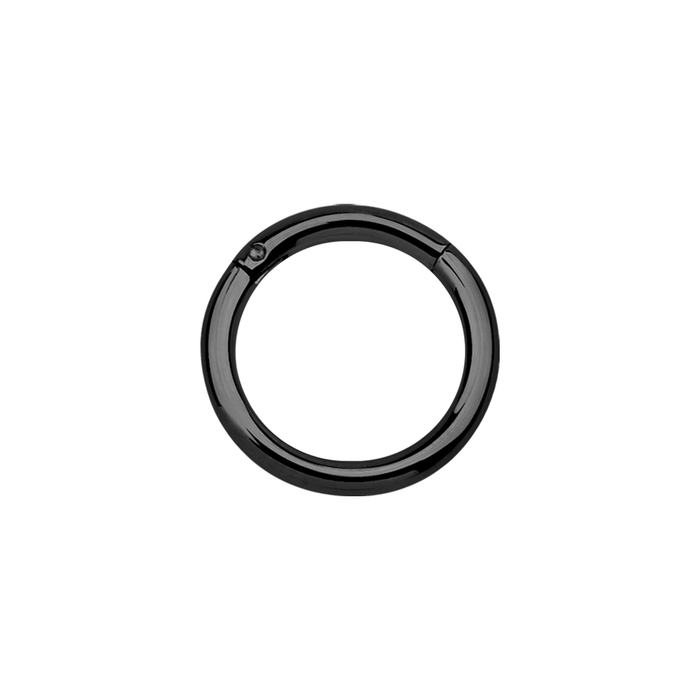 14g Black PVD Plated Surgical Steel Hinged Ring 12mm / PVD Plated Surgical Steel / Black Hinged Ring