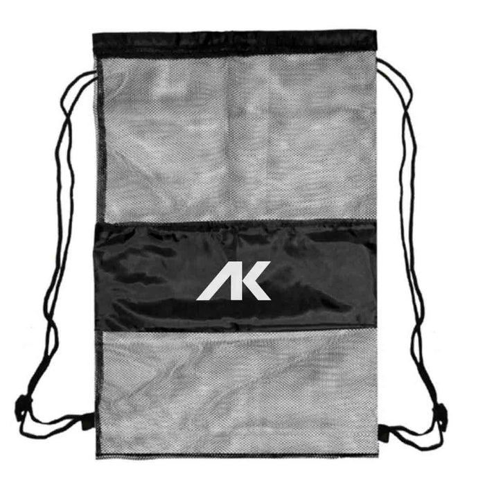 Black AK snorkel mesh bag with breathable mesh design, ideal for storing snorkel gear and accessories.
