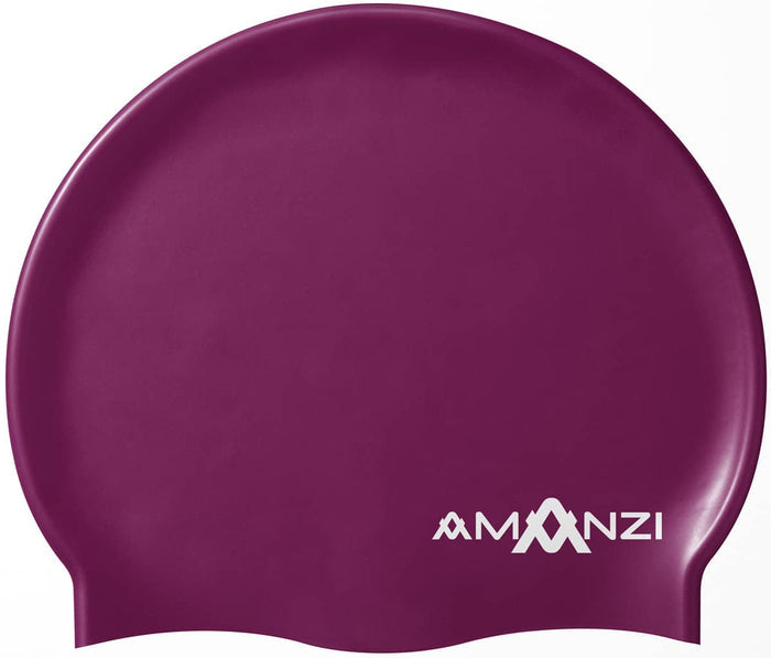 Amani Bordeaux purple swim cap for women, made of smooth, durable material, designed for comfortable swimming.