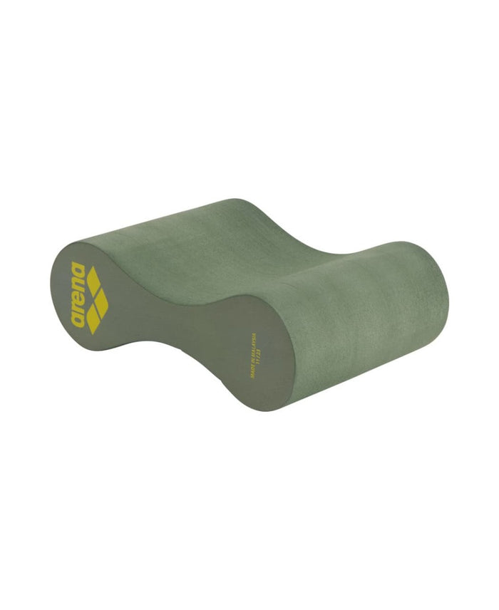 Arena Freeflow Pullbuoy II in sage and lime, designed for swim training, showing a buoyant foam pull buoy with adjustable straps.