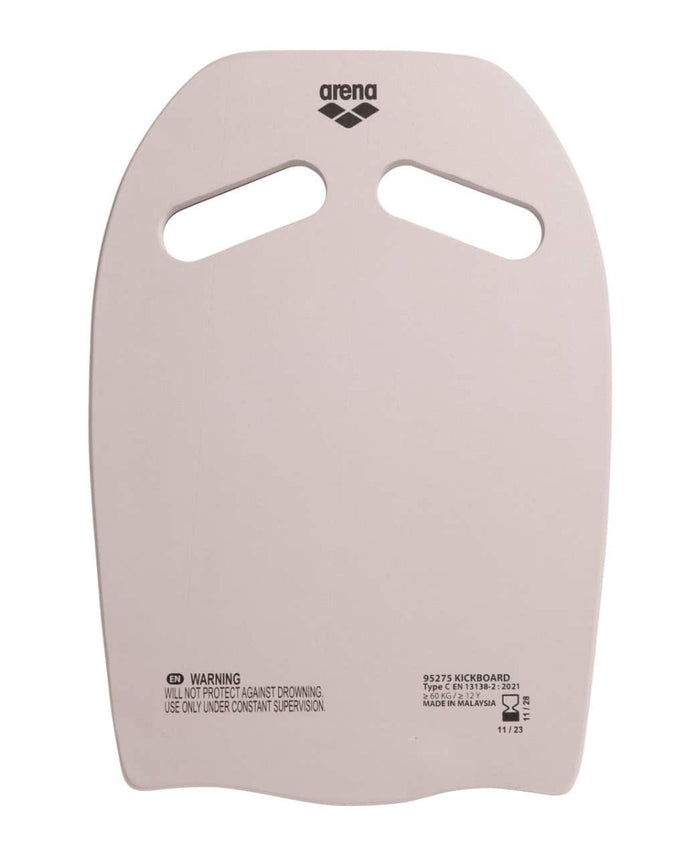 Arena black and white kickboard for swimming training, featuring a comfortable handle and durable foam construction.