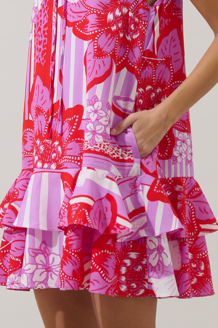 Barba Tropical Graceland Ruffle Trim Mini Dress