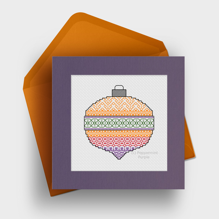 Bauble Card Blackwork Pattern by Peppermint Purple