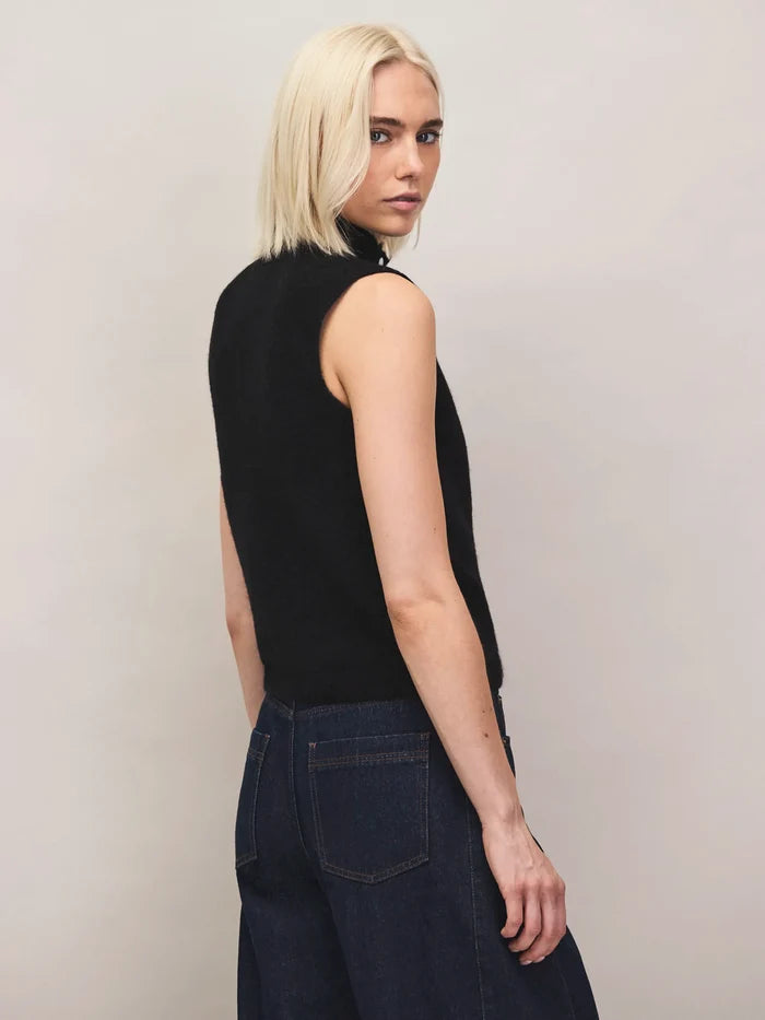 Black pearl button knit top