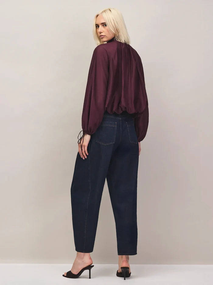 Burgundy Tie-Sleeve Top