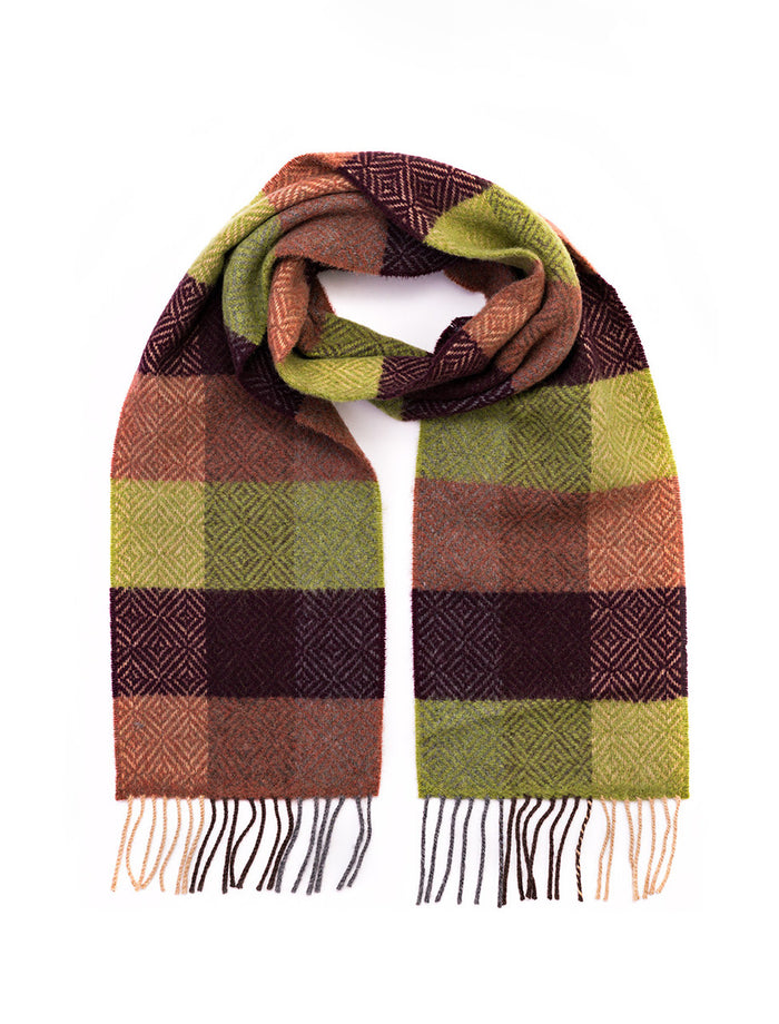 Wool & Cashmere Scarf - Green & Wine #color_green-wine