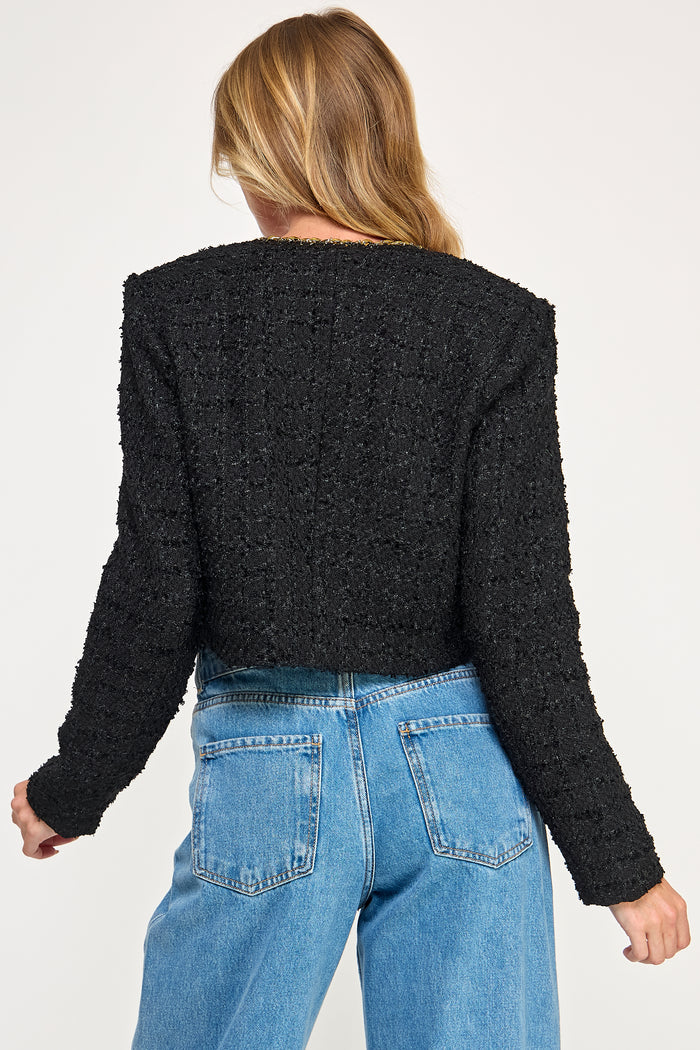 Chain Trim Tweed Crop Jacket
