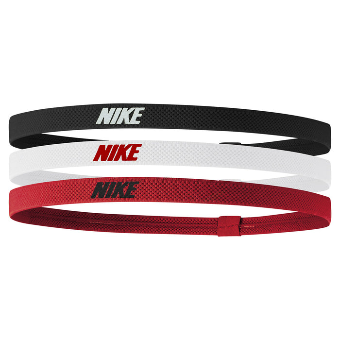 Set of three black Nike Elastic Headbands 2.0, stretchy hair accessories for a secure fit and sporty style.
