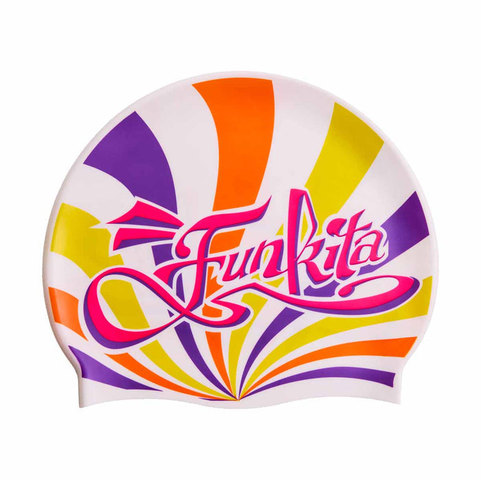 Way Funky Funkita Summer Sundae swim cap in vibrant multi colors, designed for comfortable fit and stylish swimming.