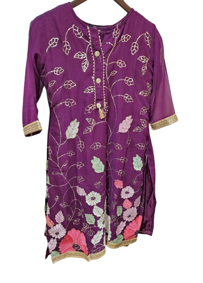 Georgette Dark Green Embroidered Kurta