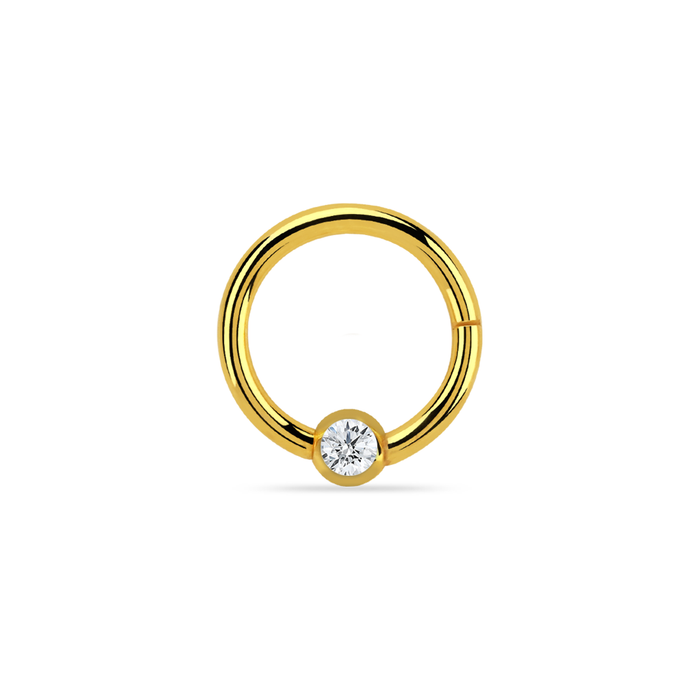 Gold PVD Plated Surgical Steel Jeweled Hinged Ring 6mm / Gold / PVD Plated Surgical Steel Hinged Ring