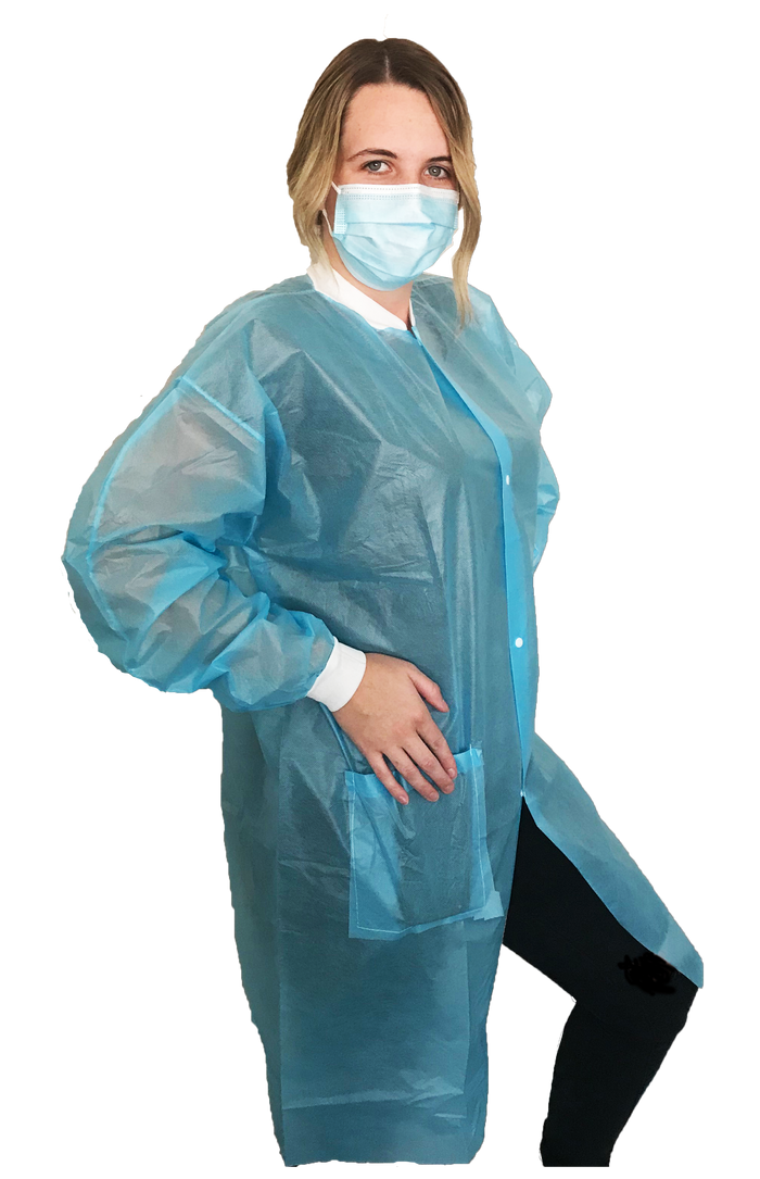 Lab Coat LEVEL 2 (10 coats)with Knit Cuffs and Collar, 1 Pocket on the left Size L