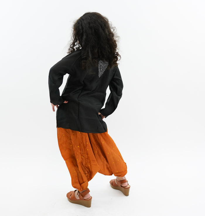 Handmade Silk Black Embroidered Kurti / Tunic