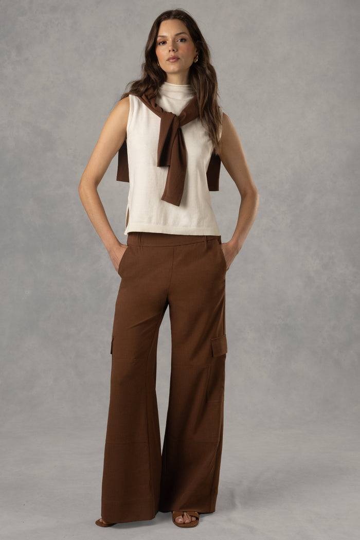 Herron Woven Cargo Wide Leg Pull-On Pant