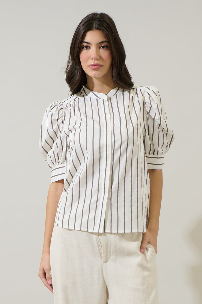 Kamara Striped Klina Drape Sleeve Top