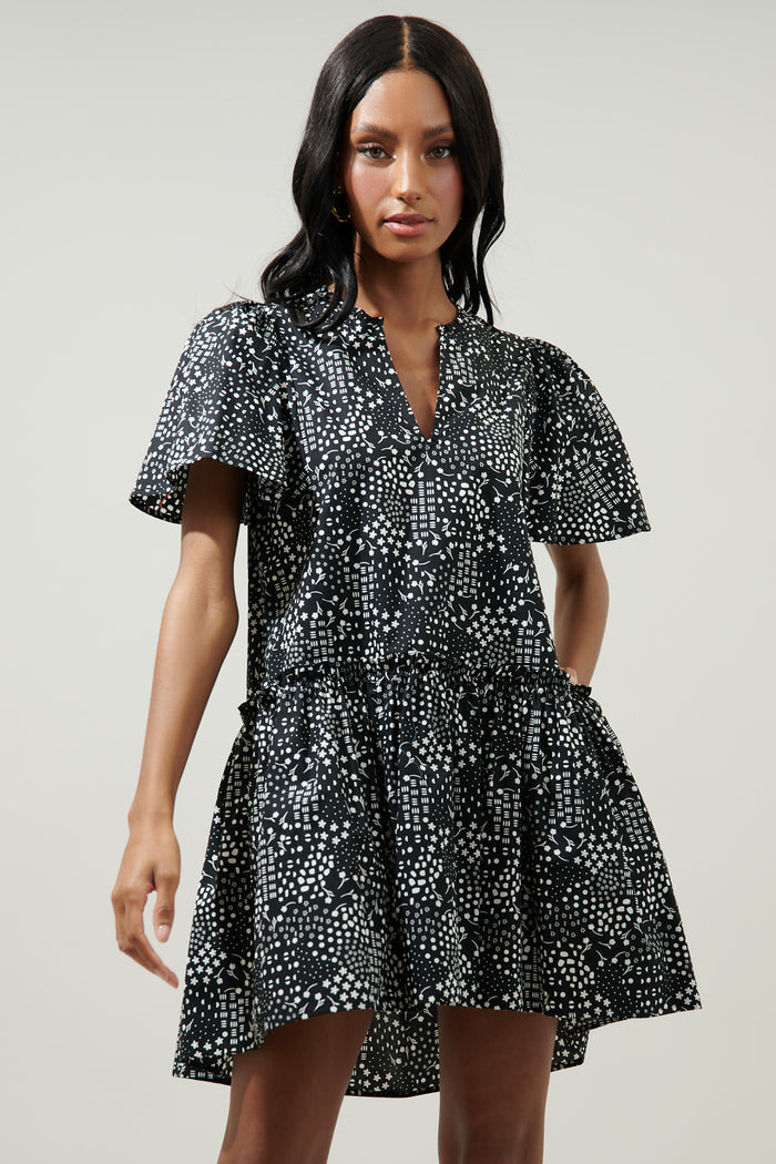 Larsa Onyx Geometric Rock A By Trapeze Mini Dress