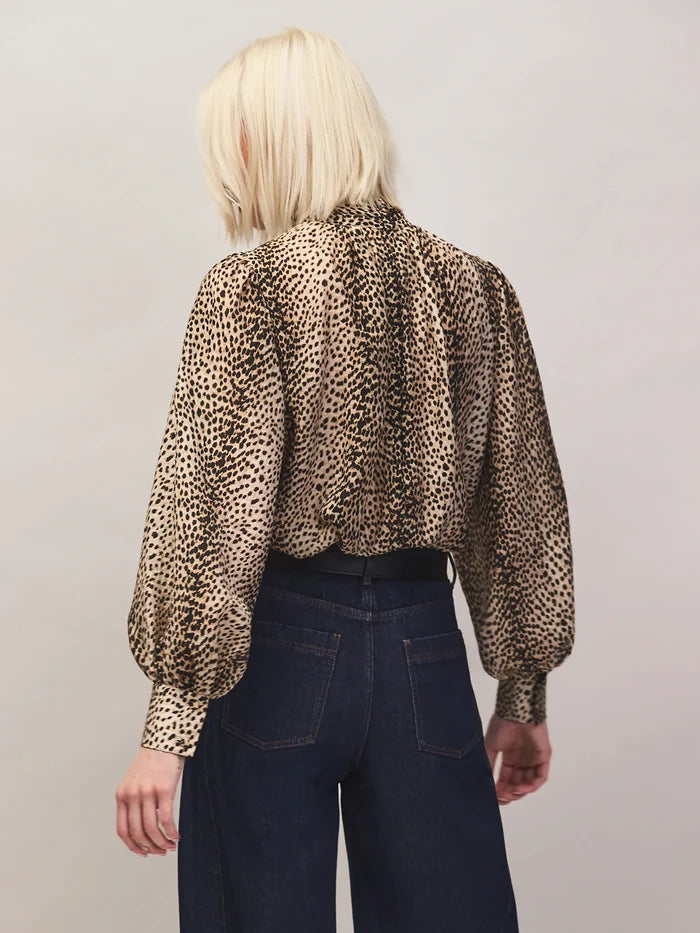 Leopard-Print Bow-Detail Blouse