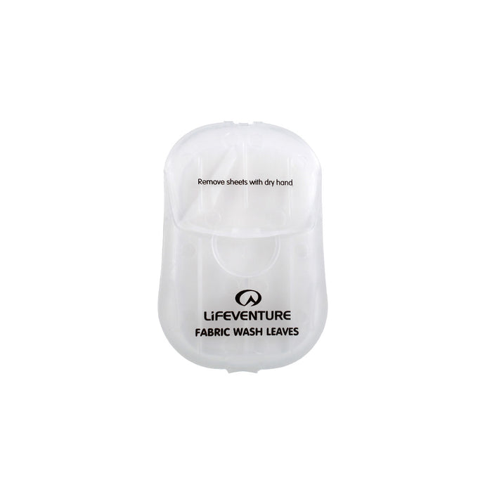 Lifeventure fabric wash leaves housed in their plastic clamshell holder