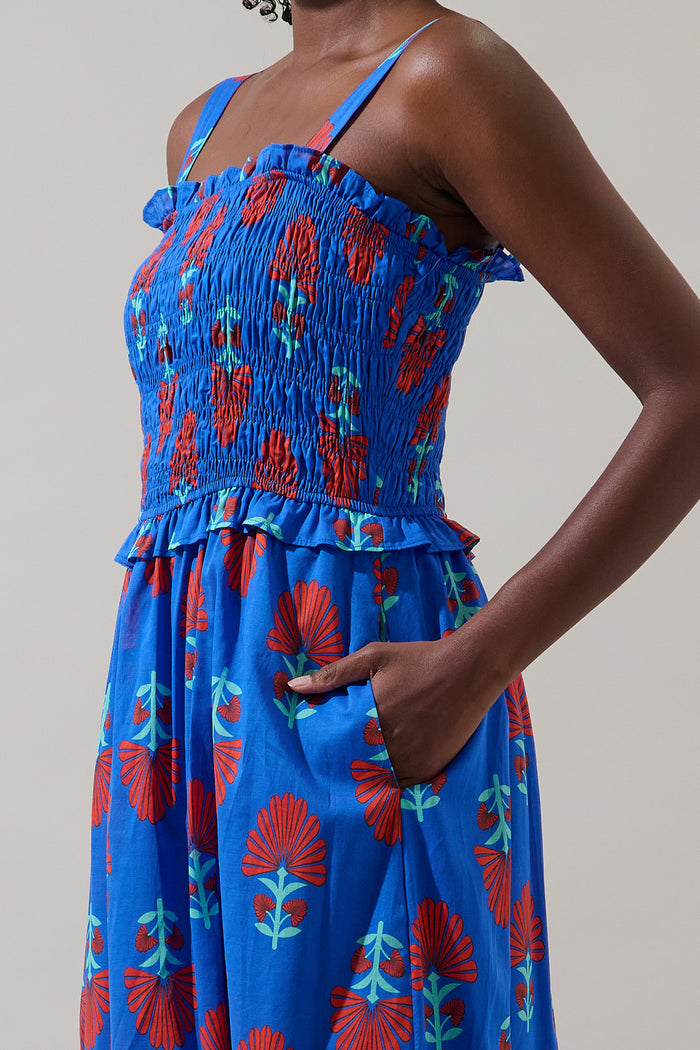 Lucinda Floral Riela Smocked Midi Dress