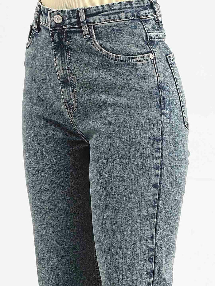 Madame Mid-Wash Tinted Blue Cotton Blend Denim Jeans