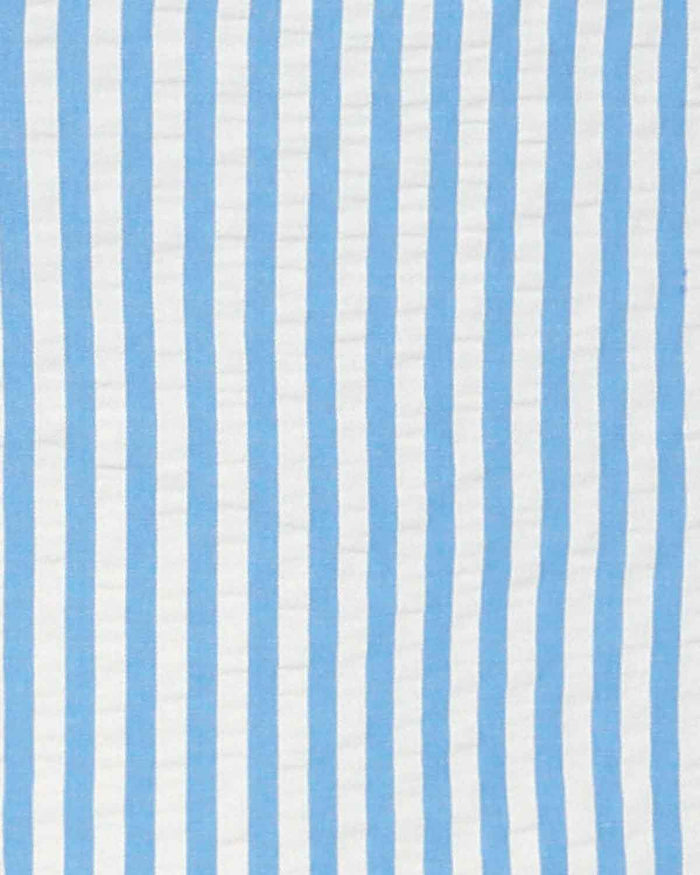 Maryanne Striped Cotton Mix Short Sleeve Blouse - Blue - Image 4 - The Classic Boutique