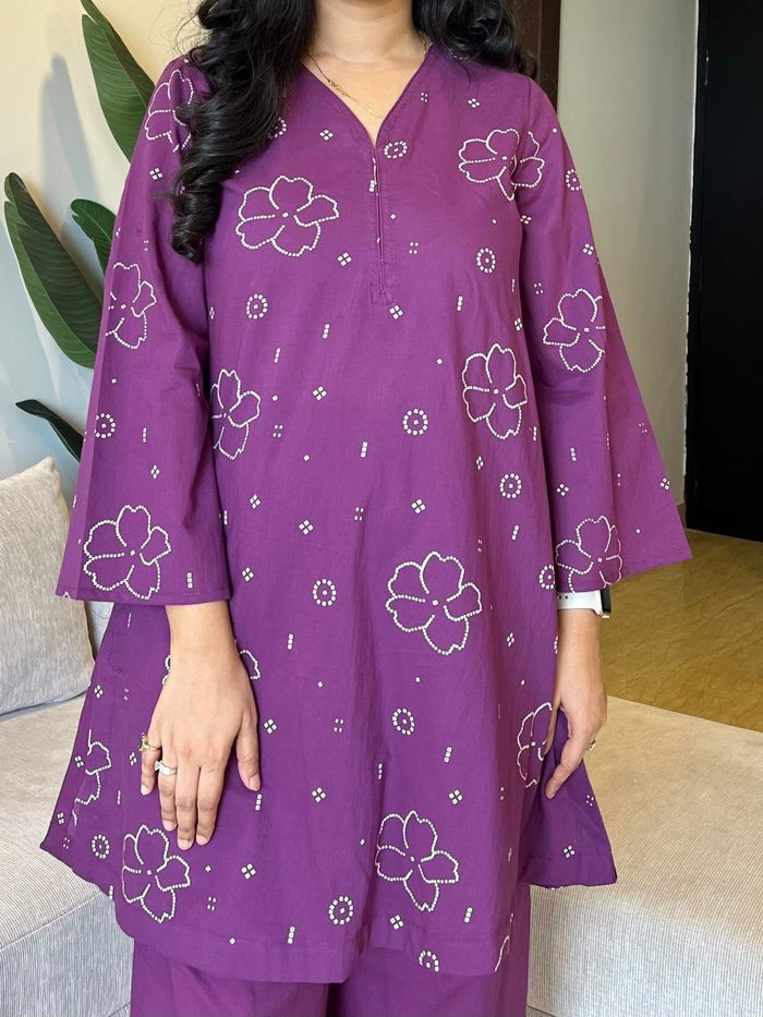 Meeta Bandhej Farshi Salwar Suit- Purple