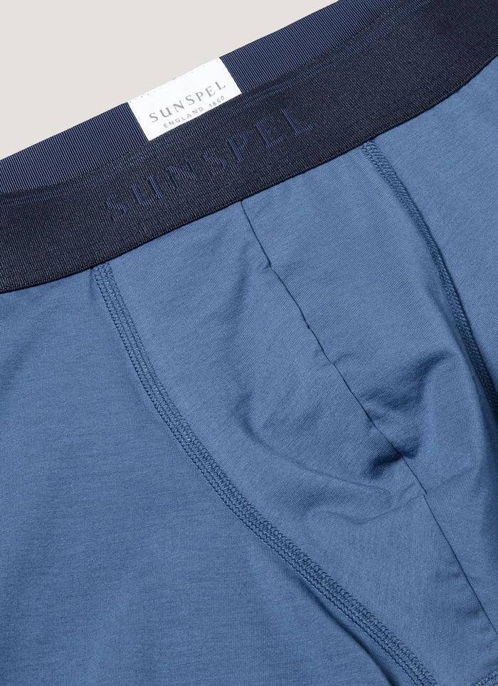 Men's Stretch Cotton Boxer Briefs in Atlantic Blue