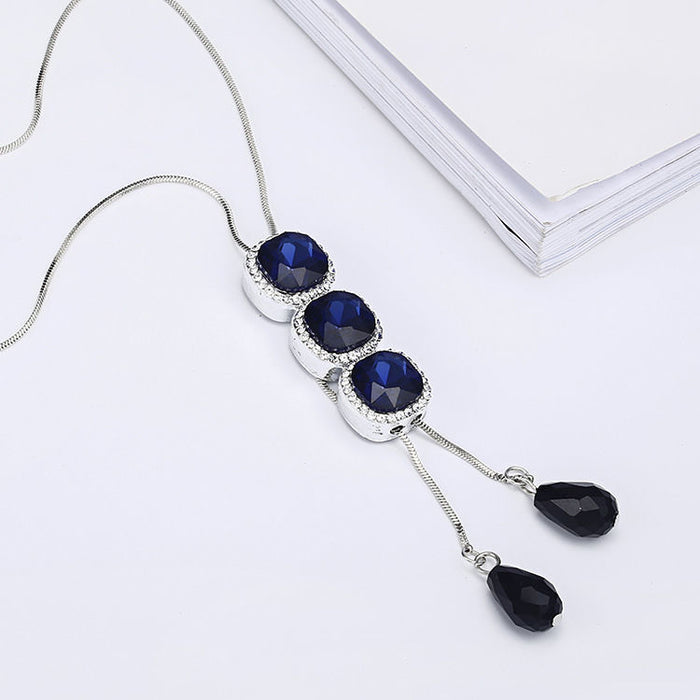 N2562 - Gemstone Droplet Pendant Necklace