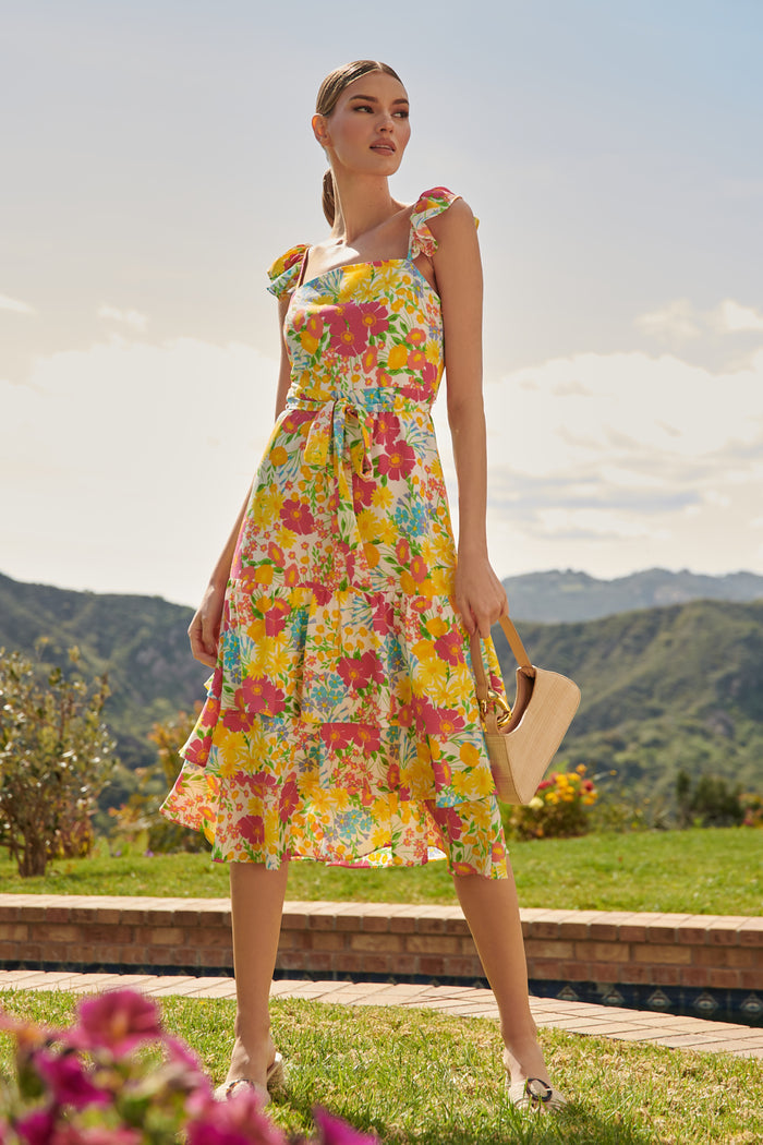 Oasis Floral Guayana Ruffle Tiered Midi Dress