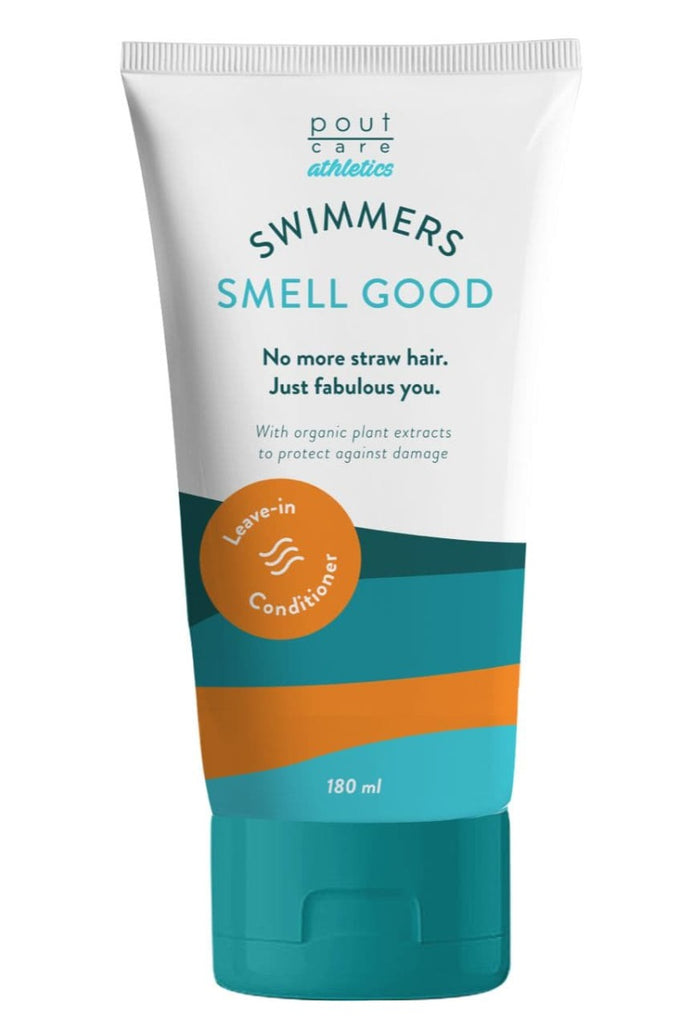 Pout Care Swimmers Smell Good Leave-in Conditioner 180ml bottle, lightweight hair conditioner for fresh scent and hydration.