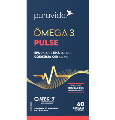 PURAVIDA | Ômega 3 Pulse com Coenzima Q10 (60 Cápsulas)