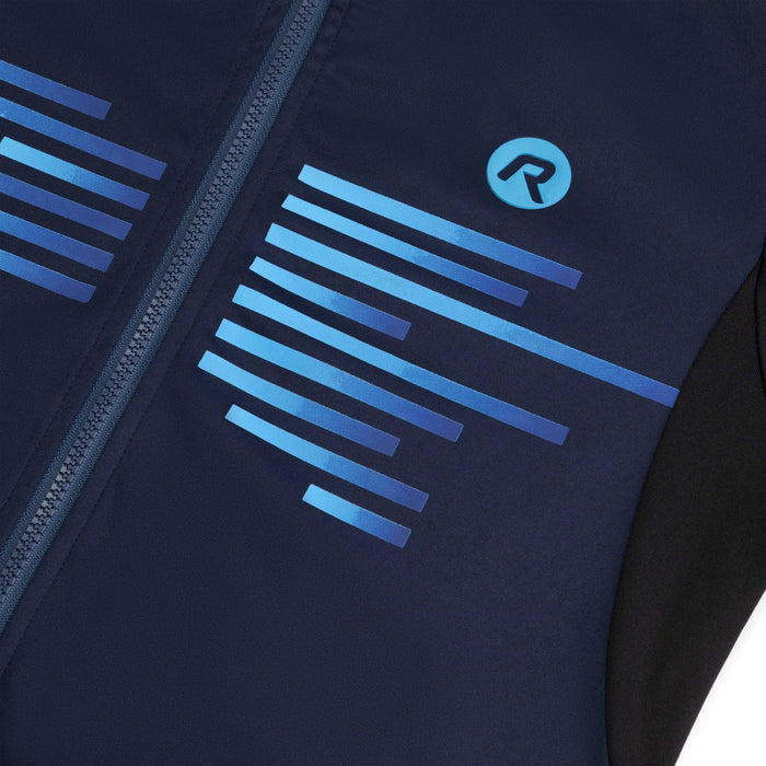 Detail van Rogelli Radius fietsjack heren blauw voorkant.