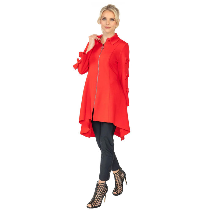 Red Zip-Front High-Low Tunic Jacket - 4782J-RD - Size M