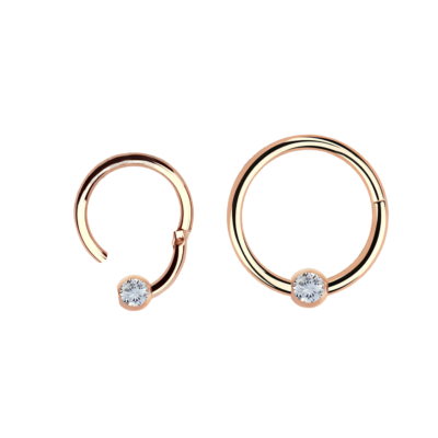 Rose Gold PVD Plated Surgical Steel Jeweled Hinged Ring 6mm / PVD Plated Surgical Steel / Rose Gold Hinged Ring