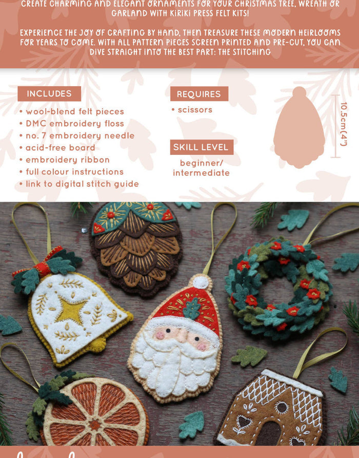 Santa Claus Felt Ornament Kit, Kiriki Press