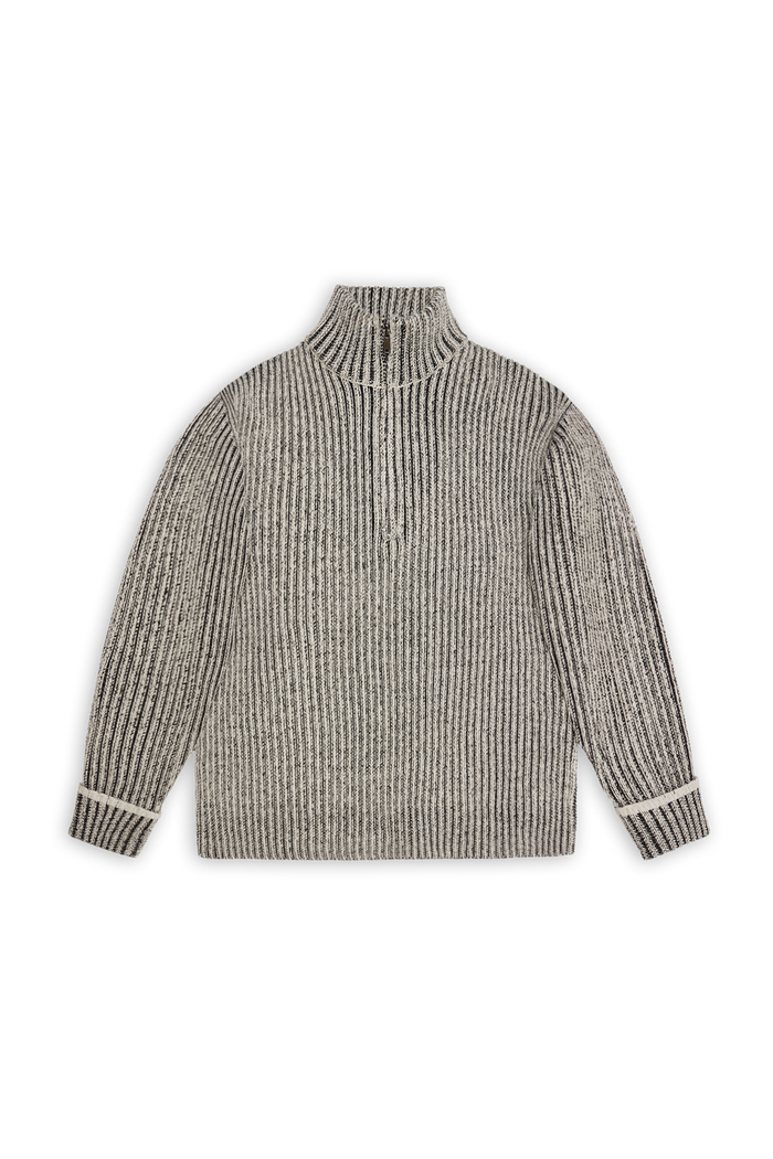 RAINS Sapa Half Zip Knit Vintage White / Black Long Sleeve