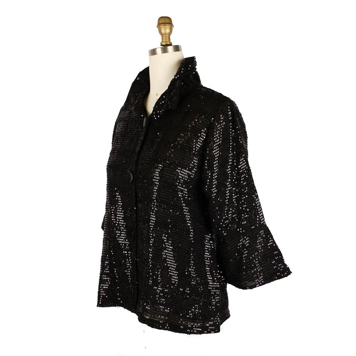 Short Sequin Jacket in Black - 4929 - Size M Only!