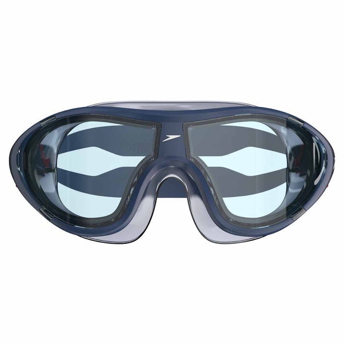 Speedo Biofuse 2.0 swimming goggles in navy blue with a streamlined design and adjustable straps for comfortable fit.