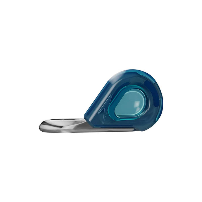 Blue and grey Speedo Biofuse nose clip for swimming, designed to fit comfortably and securely during water activities.