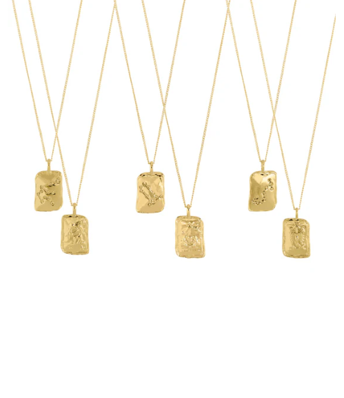 Square Zodiac Sign Necklace - Gold