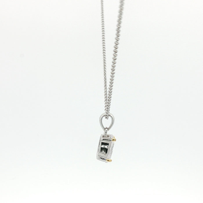 Sterling Silver Charm Necklace with Oval Cut Cubic Zirconia Pendant
