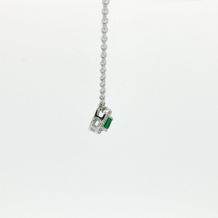 Sterling Silver Cushion Cut Emerald Cubic Zirconia Necklace