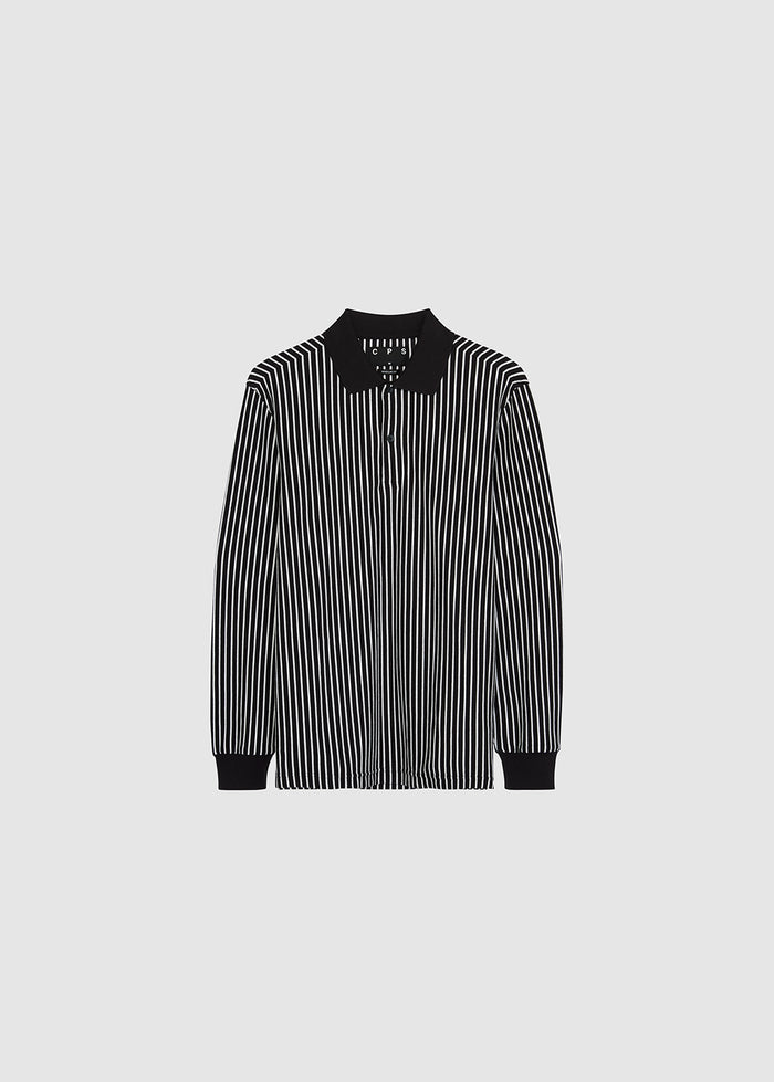 STRIPED BLACK LONG SLEEVE POLO