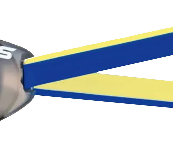 Swans spare goggle strap in blue and yellow, replacement strap for swimming goggles, made by Swans.