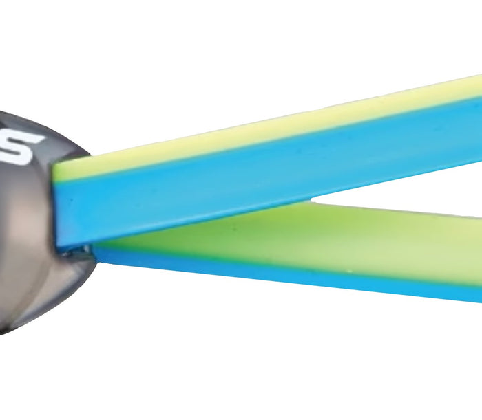 Swans spare goggle strap in yellow and blue, designed for swimming goggles, made by Swans.