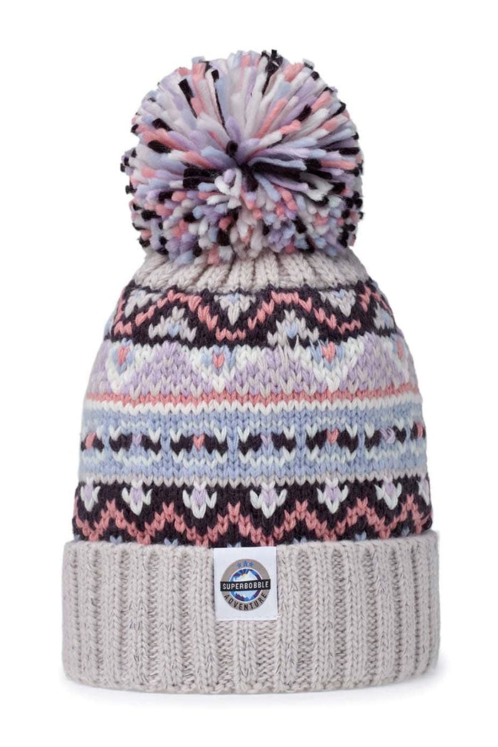 Swimzi Artic Fairisle Super Bobble Hat in multi-color, cozy knit hat with colorful fairisle pattern and large pom-pom on top.