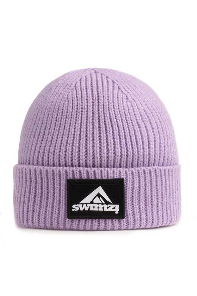 Purple Swimzi Beanie Hat, a warm knit cap from the Swimzi Hats & Caps collection, shown on a plain background.
