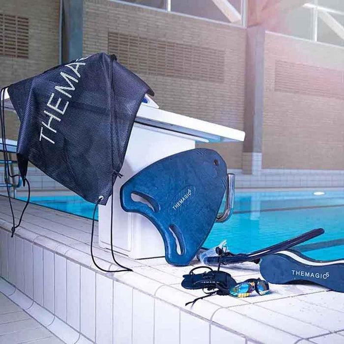 Black TheMagic5 equipment mesh bag with breathable mesh design for easy storage and transport of sports gear.