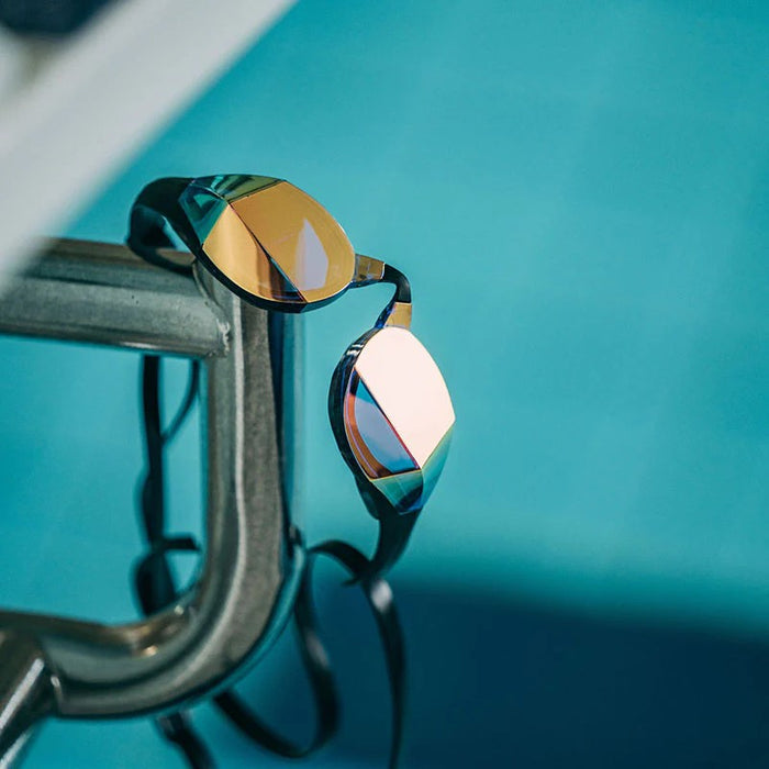 TheMagic5 Indoor Outdoor Bundle custom goggles with blue and gold mirror lenses, designed for versatile indoor and outdoor use.