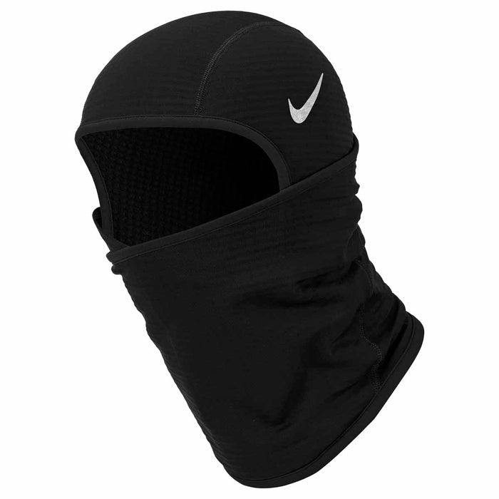 Nike Therma-Fit Sphere Hood 5.0 in black and silver, Nike hijab and hood designed for warmth and comfort.